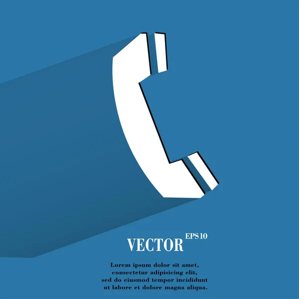 Téléphone. Bouton web moderne plat avec ombre longue et espace pour votre texte — Image vectorielle