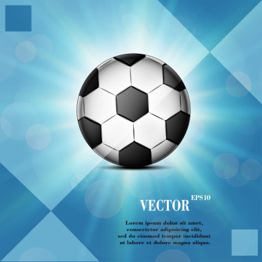 Futbol topu web simgesi düz geometrik bir arka plan üzerinde 