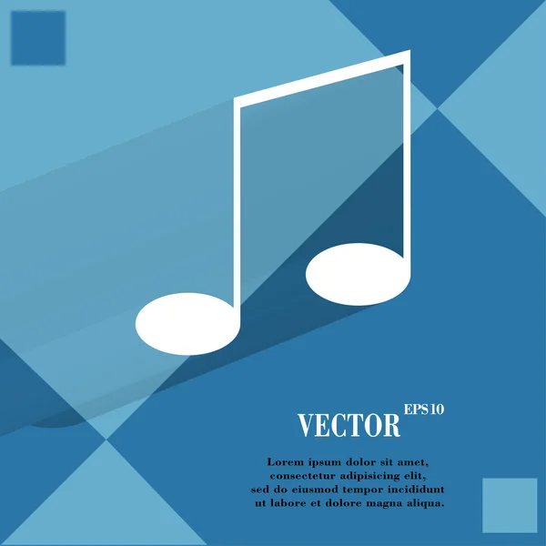 Elementi musicali note icona web su uno sfondo piatto geometrico astratto — Vettoriale Stock