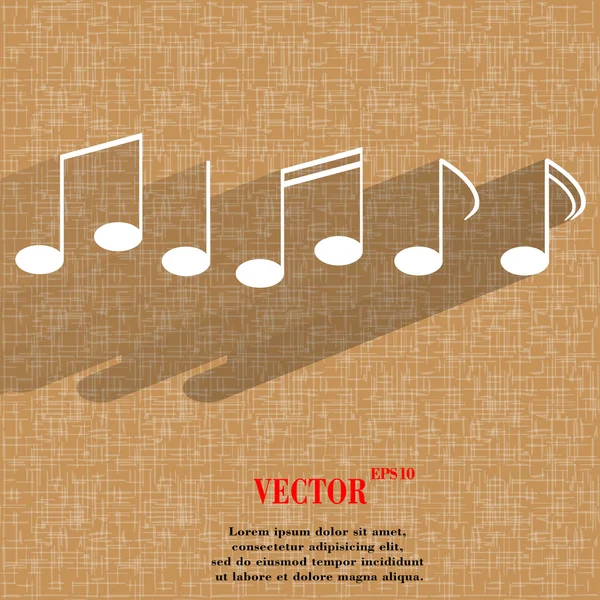 Éléments de musique notes icône web sur un fond abstrait géométrique plat — Image vectorielle