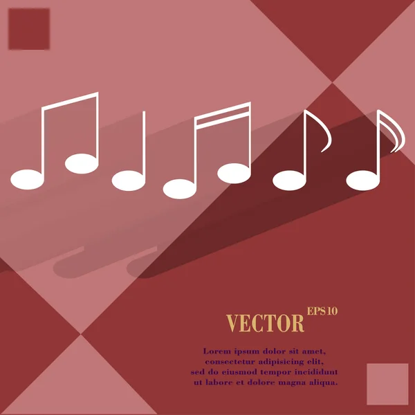 Elementi musicali note icona web su uno sfondo piatto geometrico astratto — Vettoriale Stock