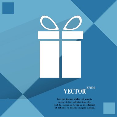 icona di web regalo su un piano geometrico astratto평면 기하학적 추상 배경 선물 웹 아이콘 