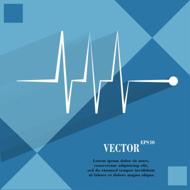 Kalp ritmi. düz geometrik bir arka plan düz modern web düğmesine 