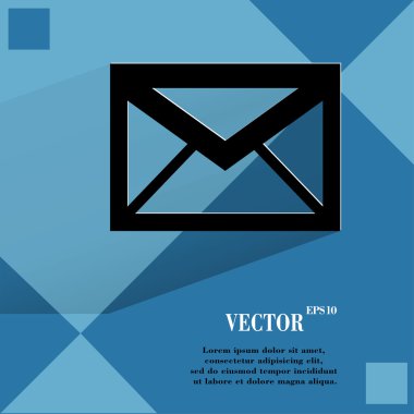 Mektup. Zarf. Düz geometrik soyut bir arkaplan üzerinde düz modern web tasarımı 