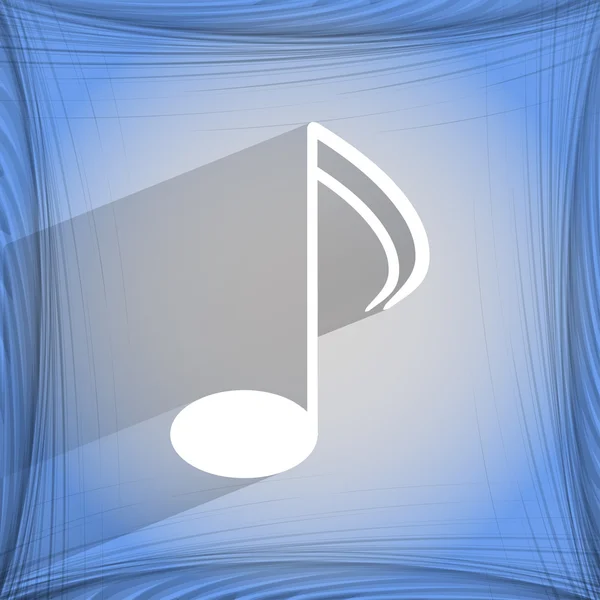 Музыкальные элементы замечают веб-иконку на плоском геометрическом фоне — стоковый вектор