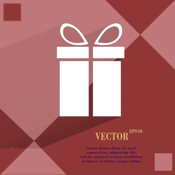 Icona di web regalo su un piano geometrico astratto평면 기하학적 추상 배경 선물 웹 아이콘 — Stockvector