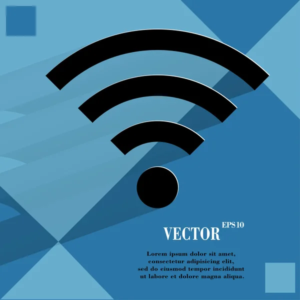 Wi-fi. alan metni ile uzun gölge düz modern web tuşuna — Stok Vektör