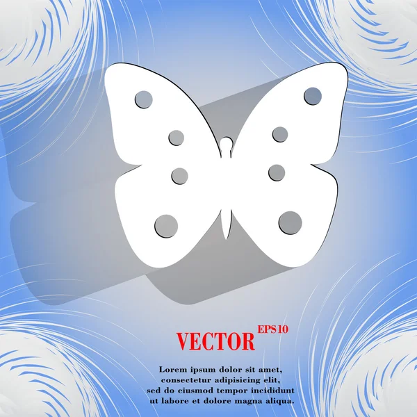 Butterfly. Flat modern web button  on a flat geometric abstract background — Stock Vector