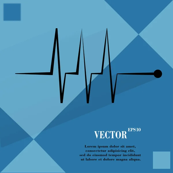 Heart rhythm. Flat modern web button  on a flat geometric abstract background — Stock Vector