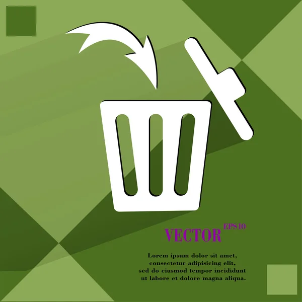 Trash bin. Flat modern web button  on a flat geometric abstract background — Stock Vector
