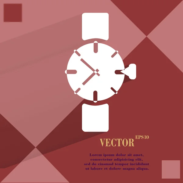 Watch, klok. platte moderne web knop op een plat geometrische abstracte achtergrond — Stockvector