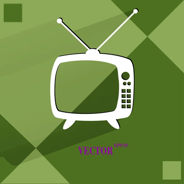 Retro-Fernseher. flache moderne Web-Taste auf einem flachen geometrischen abstrakten Hintergrund — Stockvektor