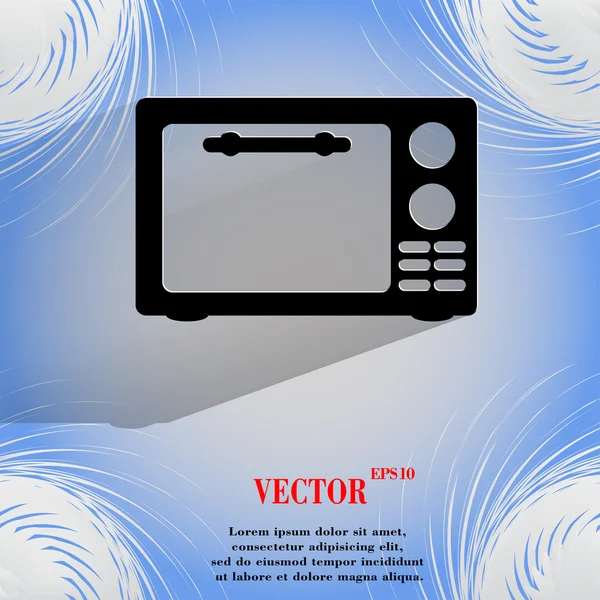 Micro-ondes. équipement de cuisine. Bouton web moderne plat sur un fond abstrait géométrique plat — Image vectorielle