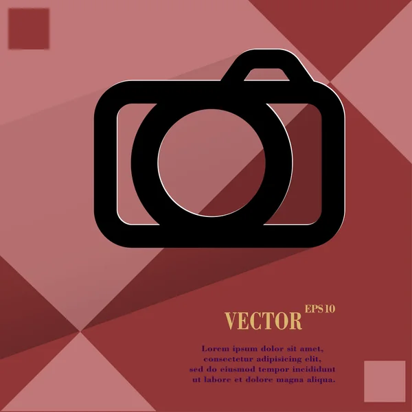 Fotocamera. Piatto web design moderno su uno sfondo piatto geometrico astratto — Vettoriale Stock