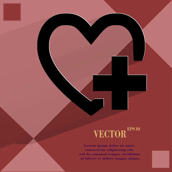Herz. flaches modernes Webdesign auf einem flachen geometrischen abstrakten Hintergrund — Stockvektor