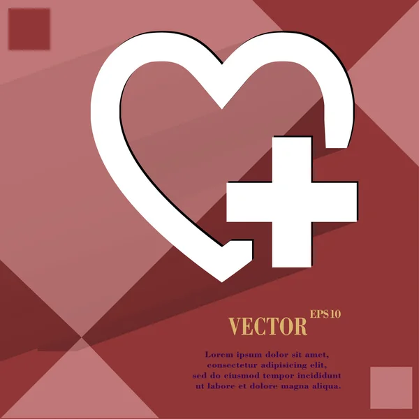 Cuore. Piatto web design moderno su uno sfondo piatto geometrico astratto — Vettoriale Stock