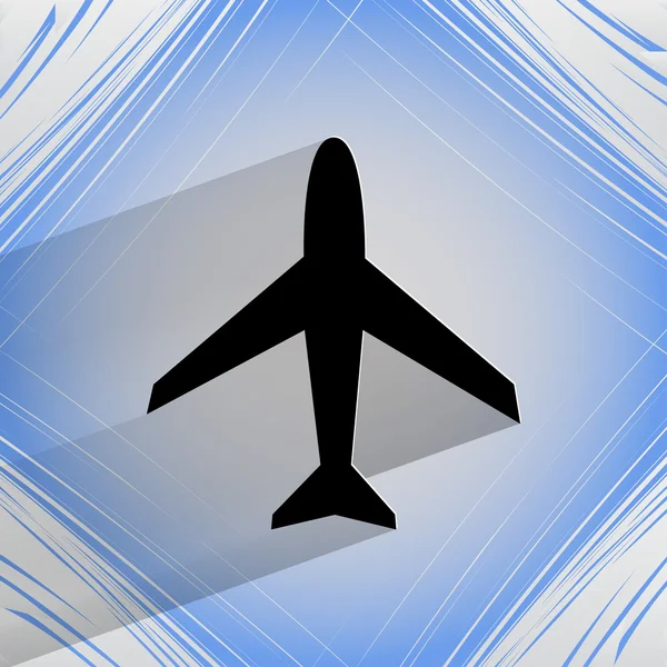 Flugzeug. Flaches modernes Webdesign auf einem flachen geometrischen abstrakten Hintergrund — Stockvektor