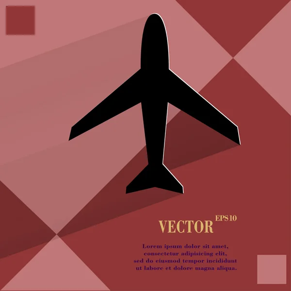 Avión. Diseño web moderno plano sobre un fondo abstracto geométrico plano — Vector de stock