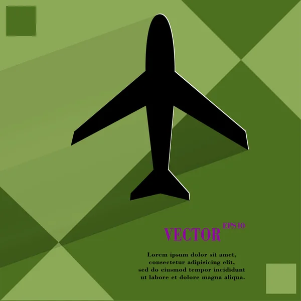 Αεροπλάνο. Επίπεδη σύγχρονη σχεδίαση web σε ένα επίπεδο γεωμετρικό αφηρημένο φόντο — Διανυσματικό Αρχείο