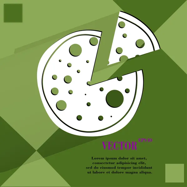 Pizza. Piatto pulsante web moderno su uno sfondo piatto geometrico astratto — Vettoriale Stock