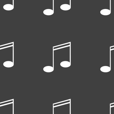 Müzik öğelerini notları web simgesi. düz tasarım. Dikişsiz desen gri.