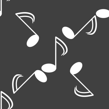 Müzik öğelerini notları web simgesi. düz tasarım. Dikişsiz desen gri.