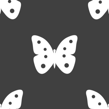 Kelebek web simgesi. düz tasarım. Dikişsiz desen gri.