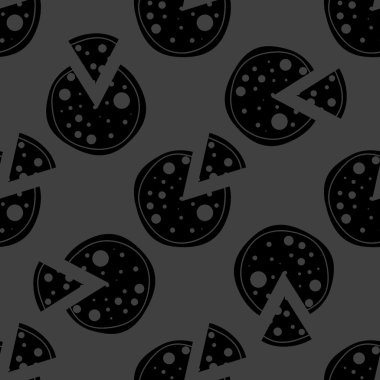 Pizza web simgesi. düz tasarım. Dikişsiz desen gri.