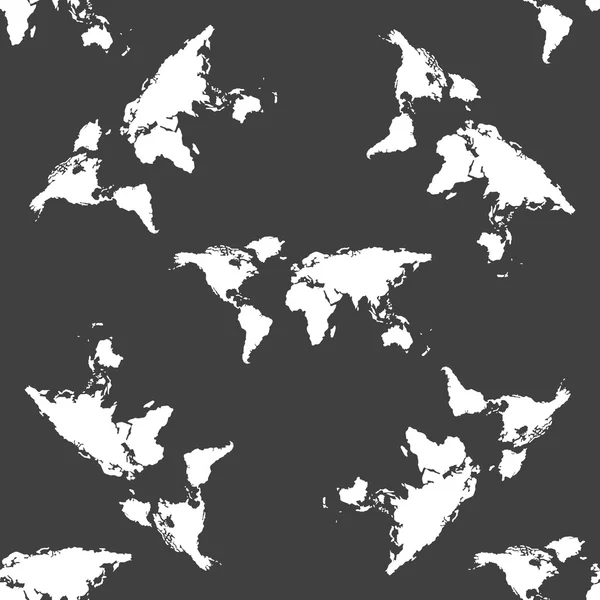 Världen karta spindelväv ikonen. platt design. sömlös grå mönster. — Stock vektor