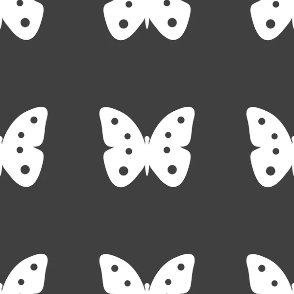 Butterfly spindelväv ikonen. platt design. sömlös grå mönster. — Stock vektor