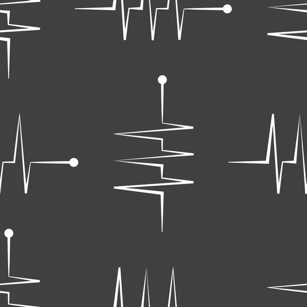 Ikona webové srdeční rytmus. plochý design. šedý vzor bezešvé. — Stockový vektor