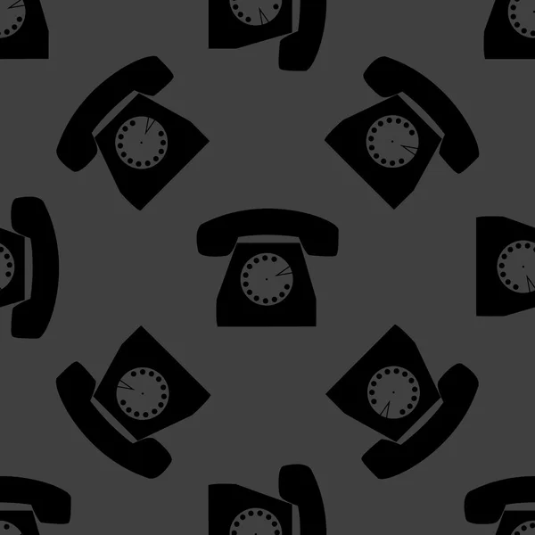 Retro telephone web icon. flat design. Seamless gray pattern. — Stock Vector