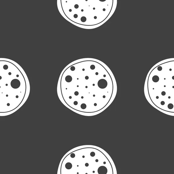 Pizza web pictogram. platte ontwerp. naadloze grijs patroon. — Stockvector