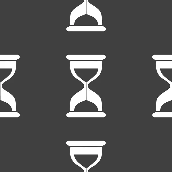 Zand klok glas timer web pictogram. platte ontwerp. naadloze grijs patroon. — Stockvector