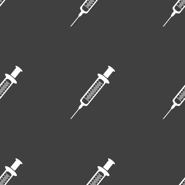 Syringe web icon. flat design. Seamless gray pattern. — Stock Vector