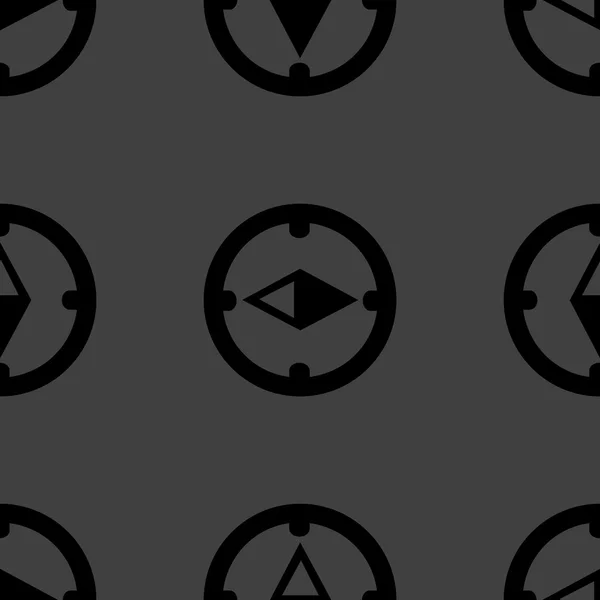 Kompas web pictogram. platte ontwerp. naadloze grijs patroon. — Stockvector