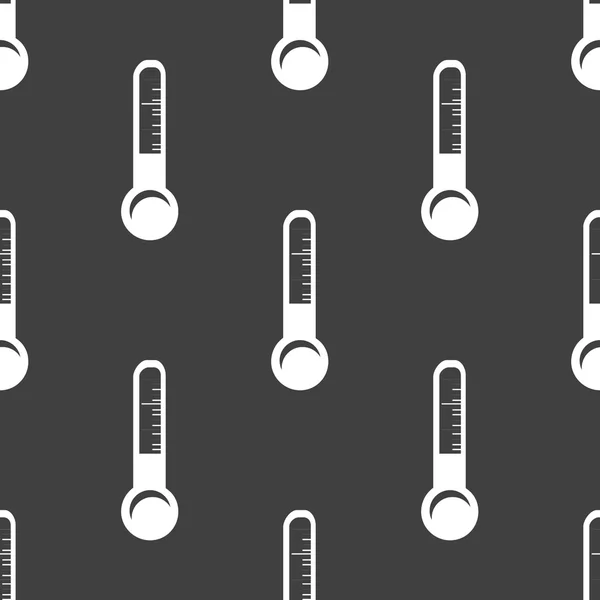 Thermometer. Web icoon. platte ontwerp. naadloze grijs patroon. — Stockvector