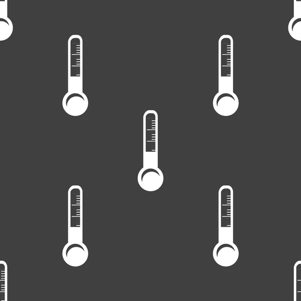 Thermometer. Web icoon. platte ontwerp. naadloze grijs patroon. — Stockvector