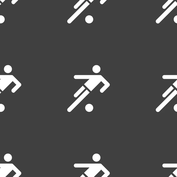 Futbol oyuncu web simgesi. düz tasarım. Dikişsiz desen gri. — Stok Vektör
