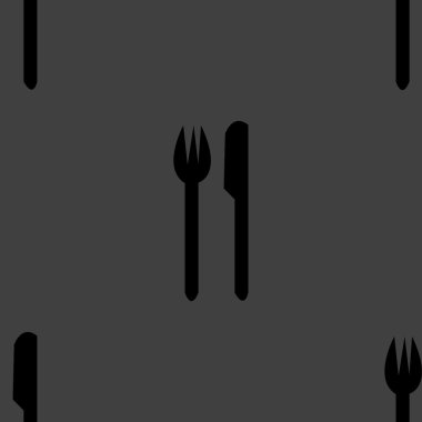 Çatal, bıçak, çatal web simgesi. düz tasarım. Dikişsiz desen gri.