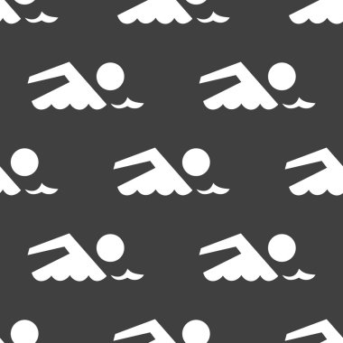 yüzücü, havuzu web simgesi. düz tasarım. Dikişsiz desen gri.