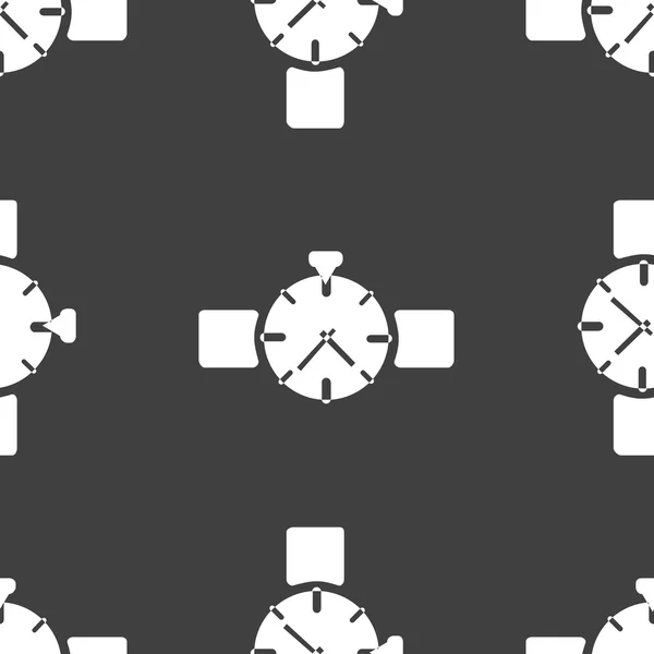 Regarder, horloge icône web. design plat. Modèle gris sans couture . — Image vectorielle