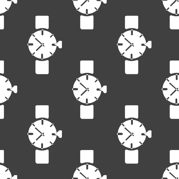 Mira, reloj icono web. diseño plano. Patrón gris inconsútil . — Vector de stock