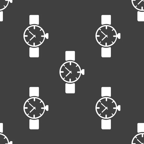 Regarder, horloge icône web. design plat. Modèle gris sans couture . — Image vectorielle