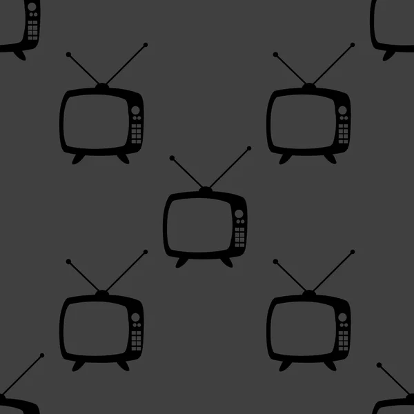 Retro tv web pictogram. platte ontwerp. naadloze grijs patroon. — Stockvector