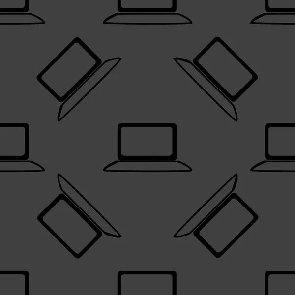 Notebook web icon. flat design. Seamless gray pattern. — Stock Vector