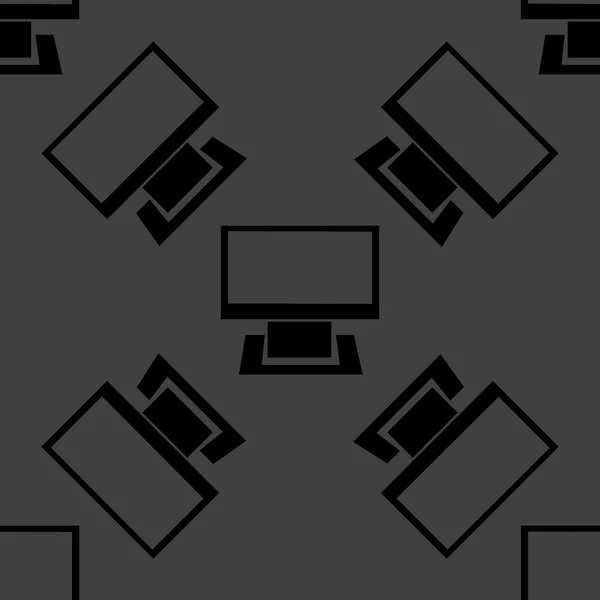 Icono web del ordenador. diseño plano. Patrón gris inconsútil . — Archivo Imágenes Vectoriales
