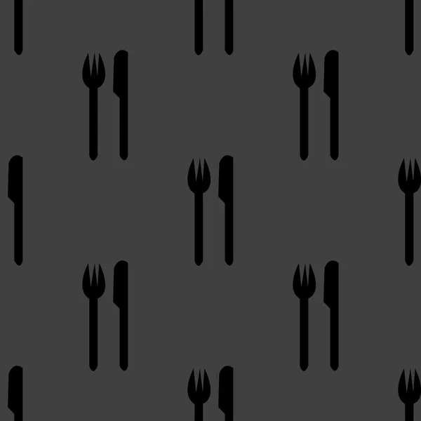 Posate, coltello, forchetta icona web. design piatto. Modello grigio senza cuciture . — Vettoriale Stock