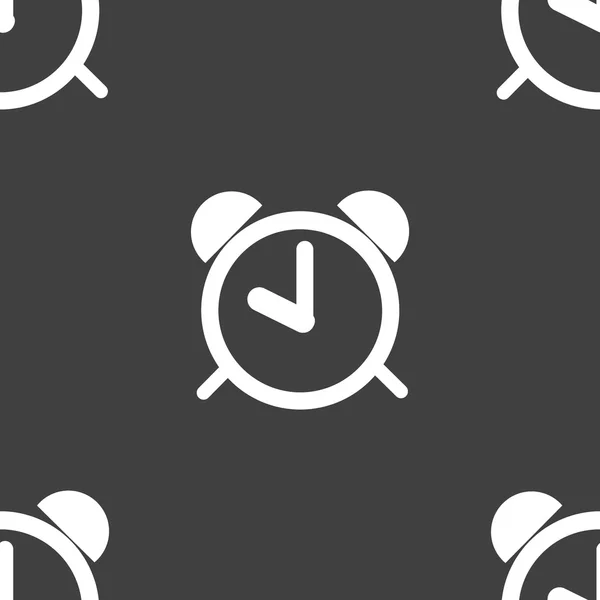 Alarm clock web icon. flat design. Seamless pattern. — Stock Vector