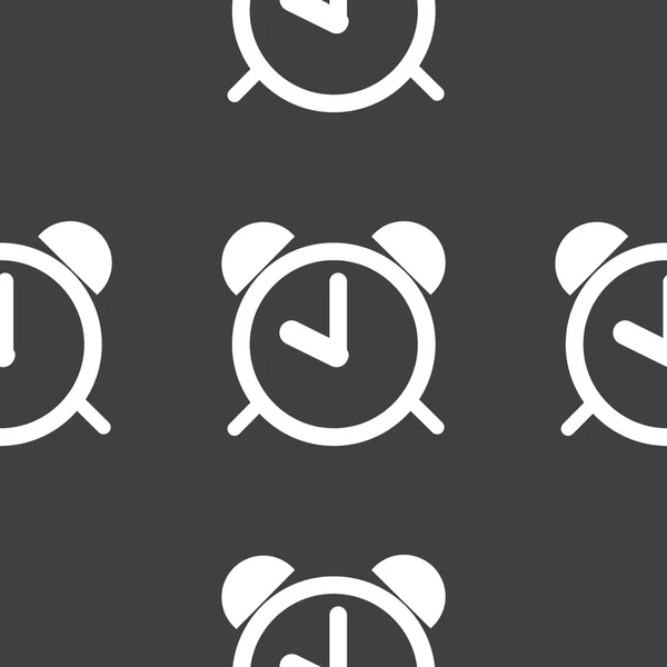 Reloj despertador icono web. diseño plano. Patrón sin costura . — Archivo Imágenes Vectoriales